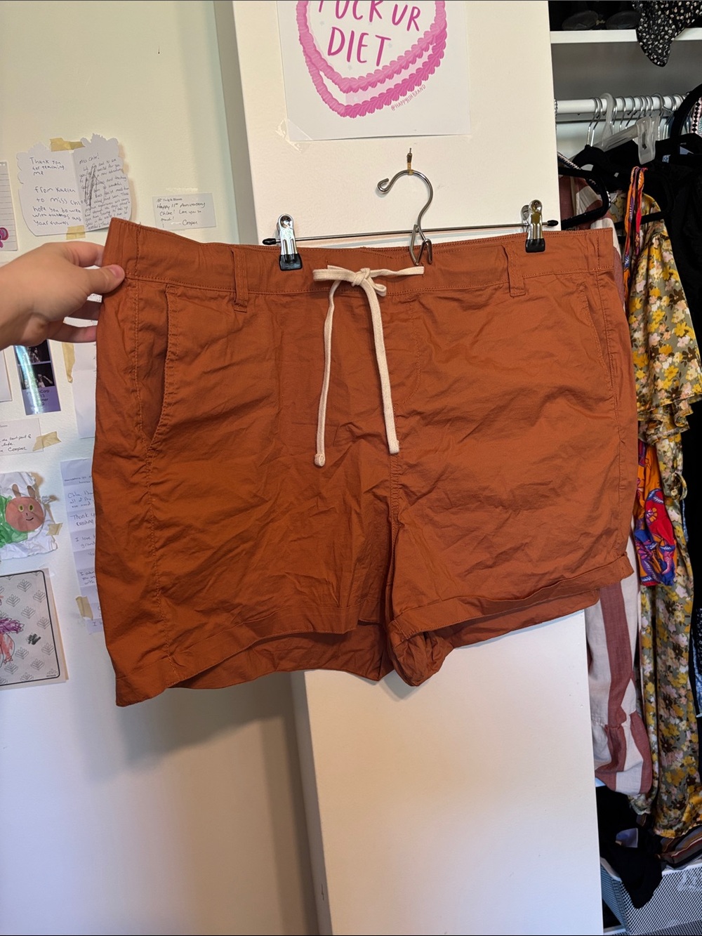 NWOT torrid rust-orange drawstring waist shorts